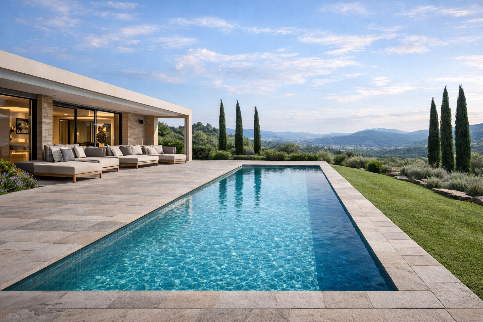 render piscina rettangolare moderna 2026